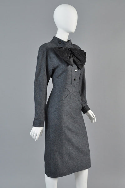 Chloe Vintage 1980s Wool + Silk Bow Dress