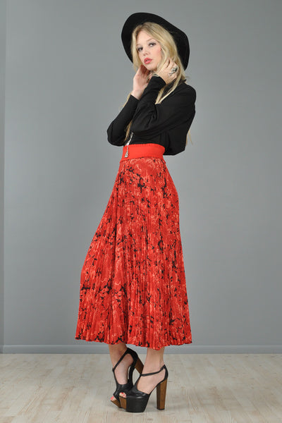 Vintage Christian Dior Boutique Pleated Floral Maxi Skirt