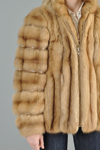 Vintage 80s Christian Dior Golden Russian Sable Fur + Snakeskin Coat