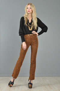 Dolce & Gabbana Cocoa Suede High-Waisted Pants