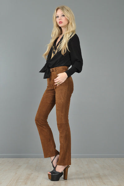 Dolce & Gabbana Cocoa Suede High-Waisted Pants