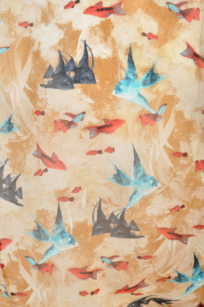 Fendi Angelfish Print Silk Wrap Blouse