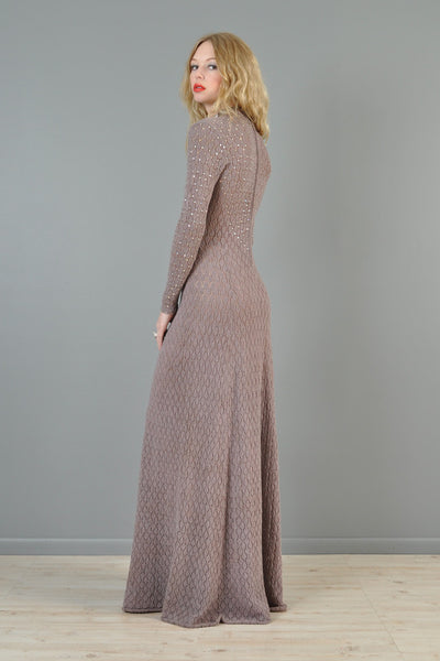 Rhinestone Studded Crochet Maxi Dress