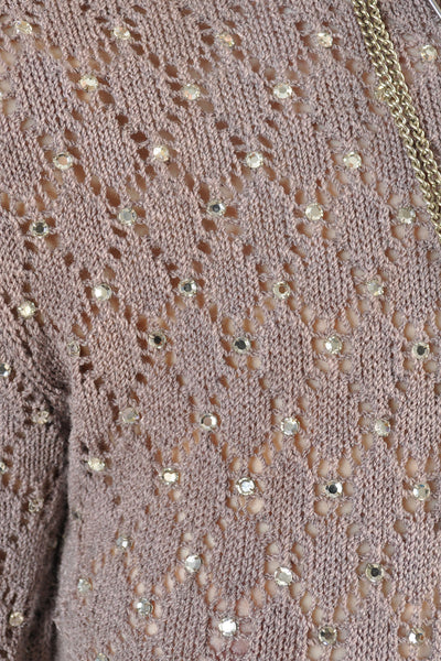 Rhinestone Studded Crochet Maxi Dress