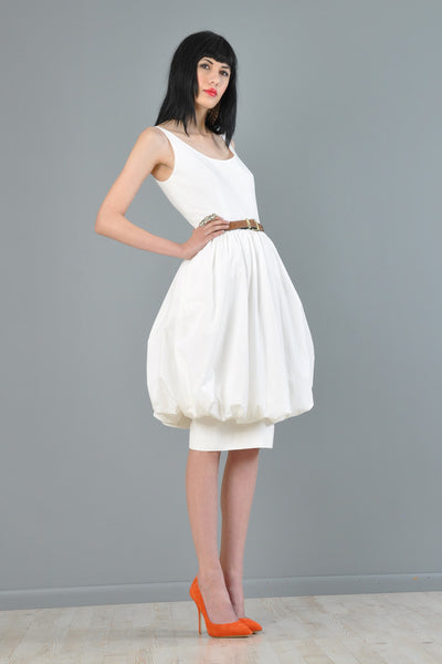 Guy Laroche White Cotton Bubble Dress
