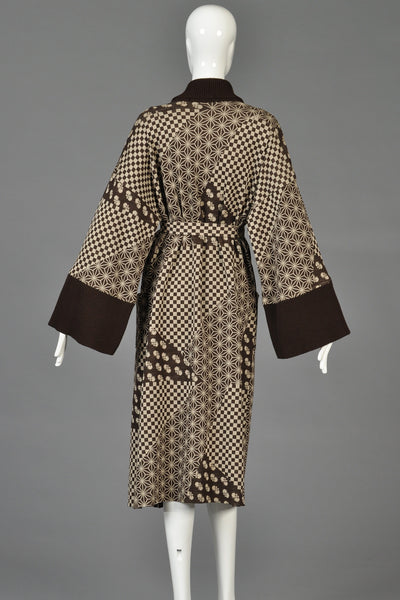 Hanae Mori 1970s Graphic Knit Cardigan