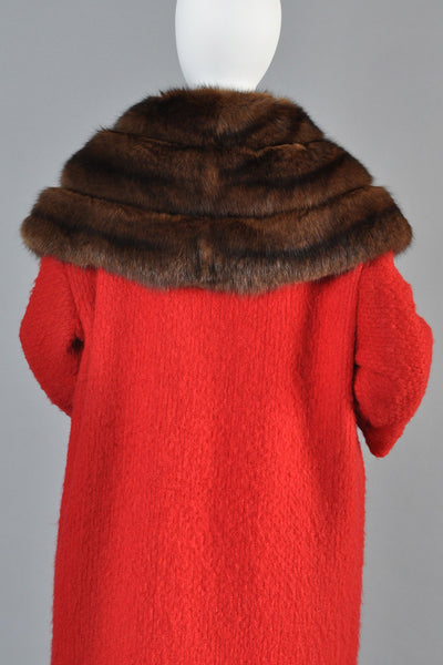 Hattie Carnegie 1950s Wool + Russian Sable Coat