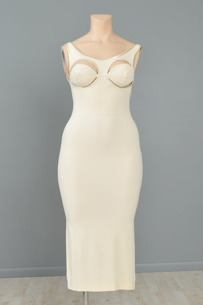 Jean Paul Gaultier Iconic Cream Cutout Bust Bodycon Dress