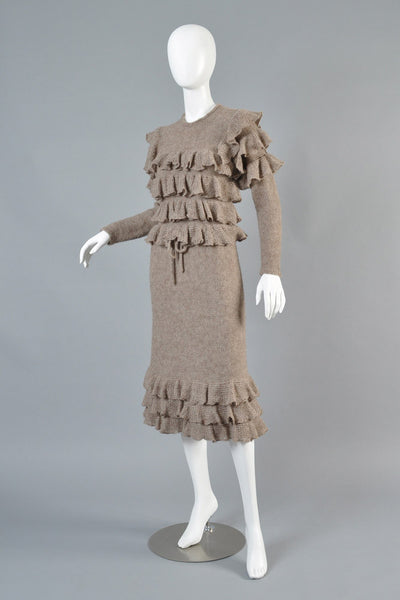 Krizia Alpaca Knit Ruffle Dress