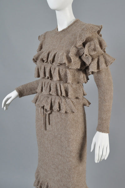 Krizia Alpaca Knit Ruffle Dress