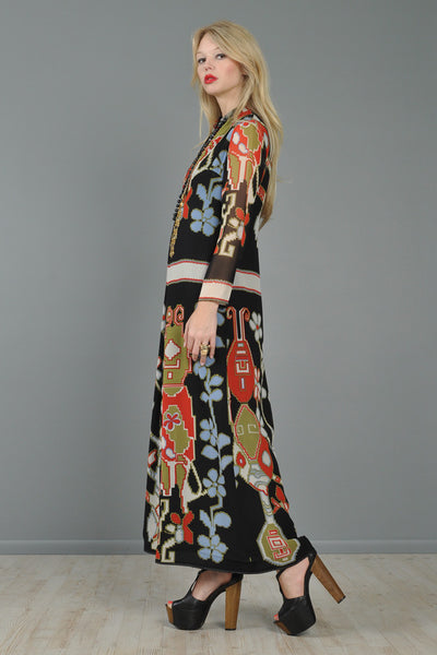 Lanvin 1971 Turkish Print Silk Maxi Dress