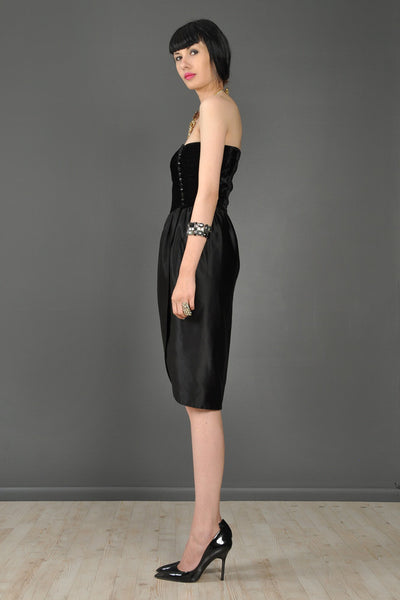 Lanvin Haute Couture Silk + Velvet Cocktail Dress