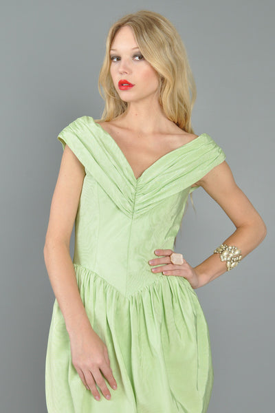 Lanvin 1980s Chartreuse Mousse Dress