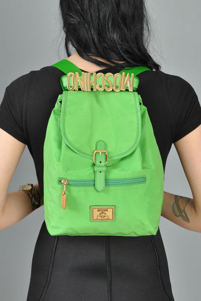 Moschino Lime Green Backpack
