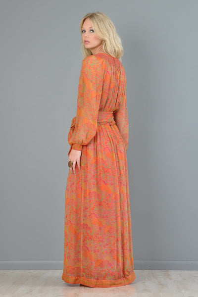 Treacy Lowe 70s Silk Ethnic Maxi Gown