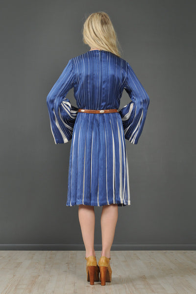Pauline Trigere 1970s Bell Sleeved Silk Dress