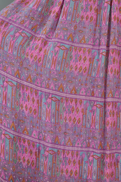 Navajo-Inspired Southwestern Ethnic Silk Zigzag Maxi Dress