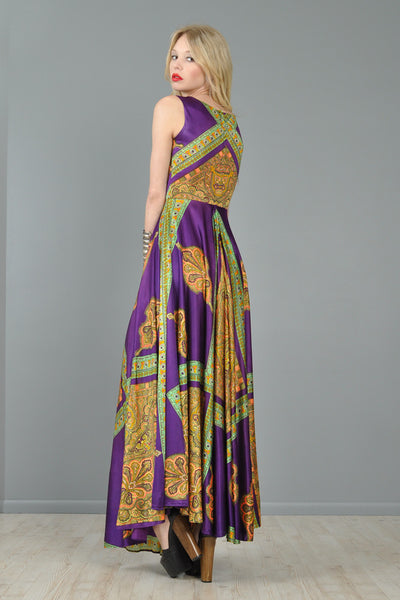 Ethnic 1970s Maxi Dress With 360 Sweep