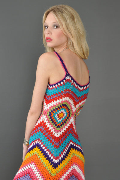 1-of-a-Kind Bustown Custom Rainbow Crochet Maxi Dress