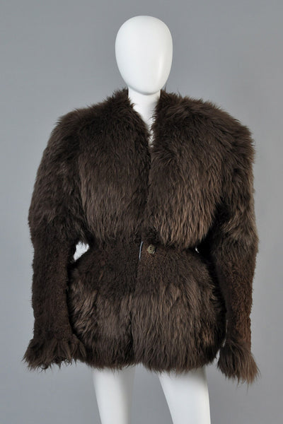 Early Rick Owens Sculpted Shearling Fur Coat