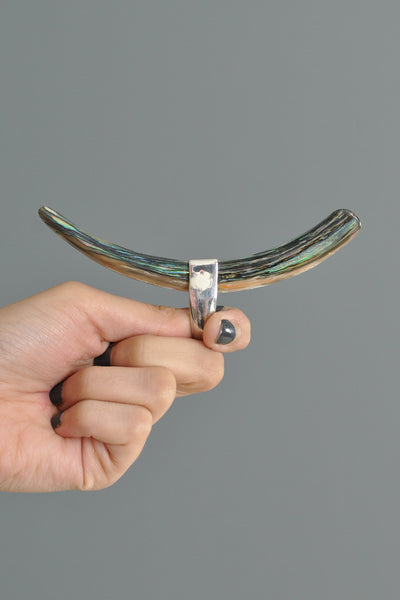 Sterling Silver MASSIVE Abalone Horn Ring