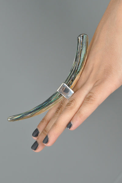 Sterling Silver MASSIVE Abalone Horn Ring