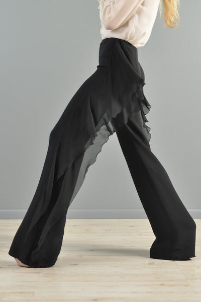Valentino High Waisted Silk Ruffle Pants