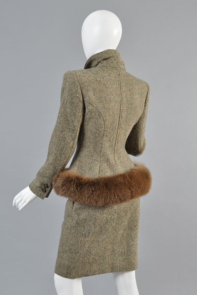 Valentino Wool + Fox Fur Hourglass Suit