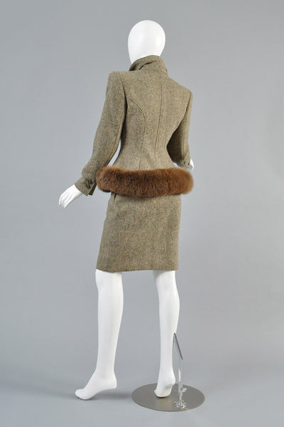 Valentino Wool + Fox Fur Hourglass Suit