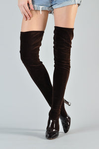 Valentino Velvet Stretch Thigh-High Boots