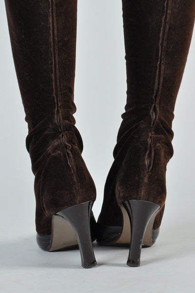 Valentino Velvet Stretch Thigh-High Boots