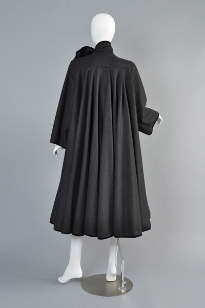 Valentino 1980s Wool + Velvet Full Sweep Coat