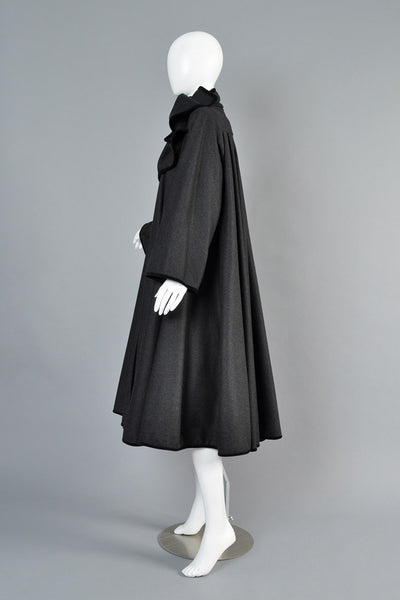 Valentino 1980s Wool + Velvet Full Sweep Coat