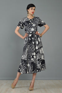 Valentino 1980s Silk Graphic Floral Day Dress