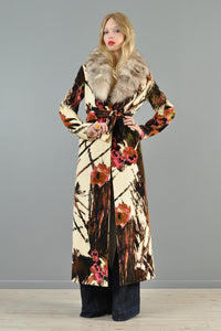 Versace Velvet + Fox Fur Tapestry Coat