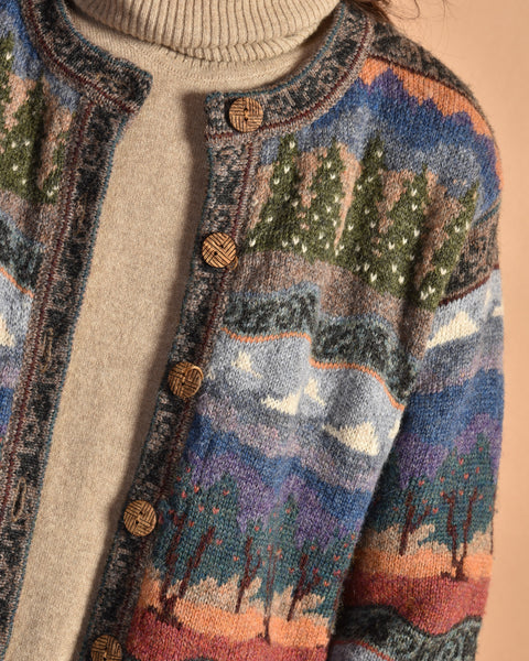 Western Landscape 1980s Hand Knitted Sweater
