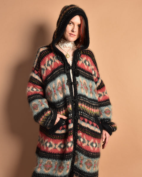 Elif Hand Knit Hooded Mohair Cardigan