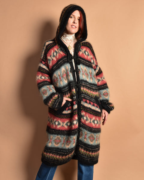 Elif Hand Knit Hooded Mohair Cardigan